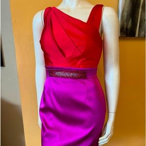 Stunning Kay Unger Red & Purple Dress Sz 12